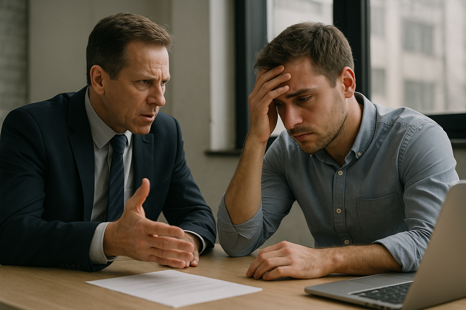 מנהל משוחח עם עובד